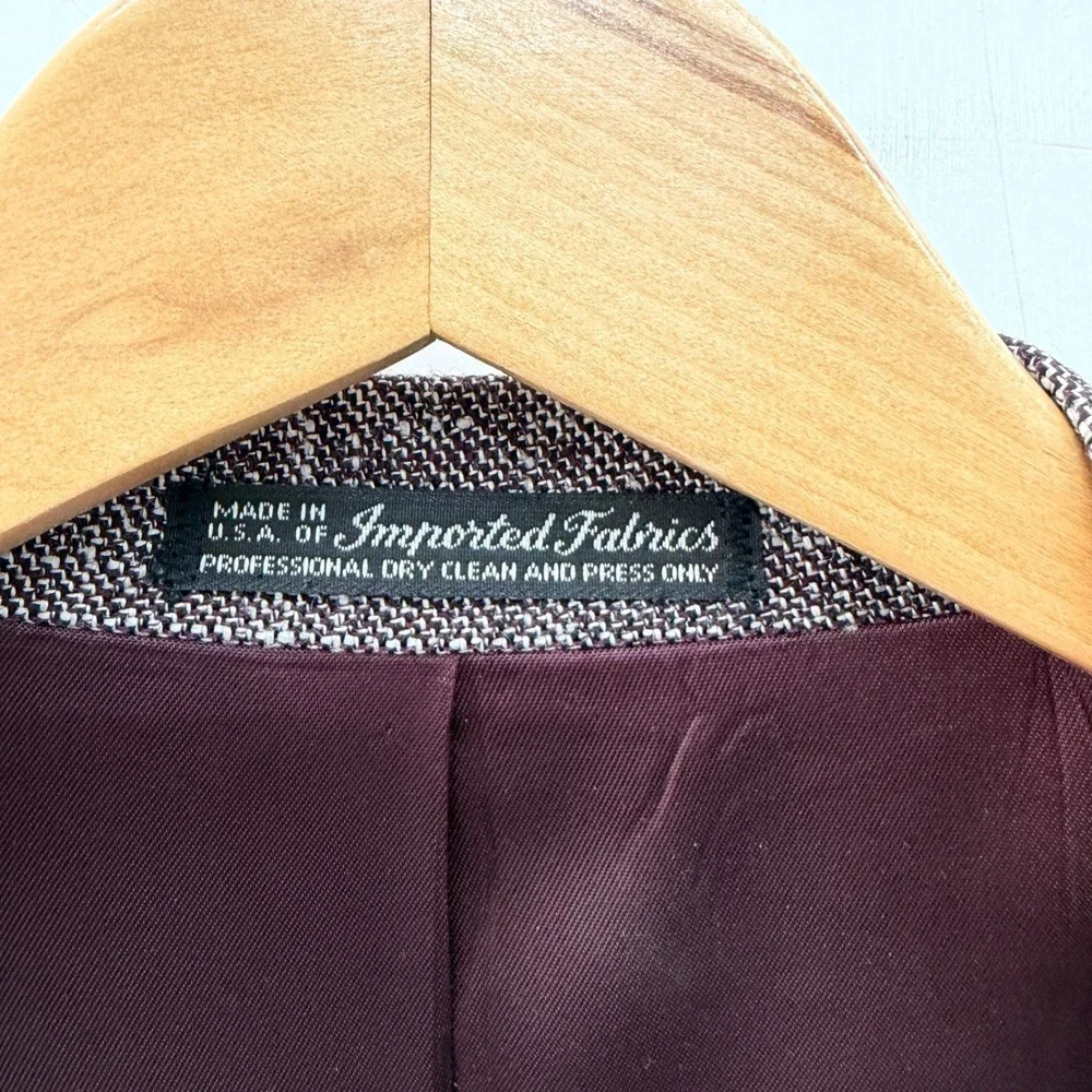 Bar WS Western Apparel Mens 44 Regular Burgundy Blazer Suit Jacket Made in USA